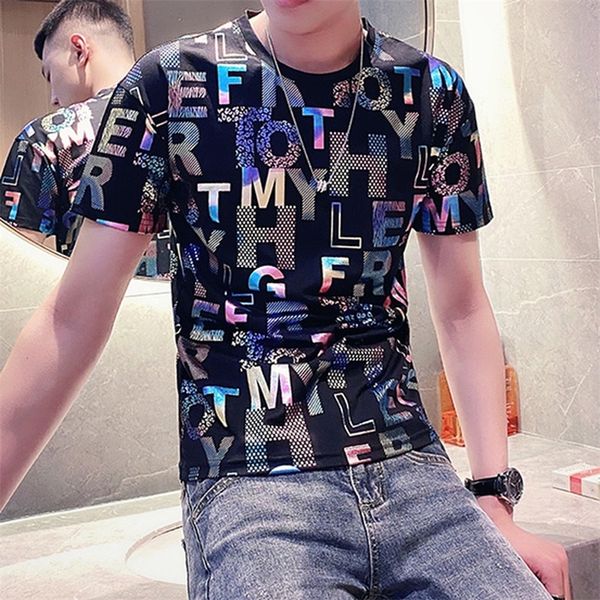 summer colorful letter print men t-shirts short sleeve slim round neck tee t shirt fashion casual streetwear men clothing 220706, White;black 
summer colorful letter print men t-shirts short sleeve slim round neck tee t shirt fashion casual streetwear men clothing 220706, White;black