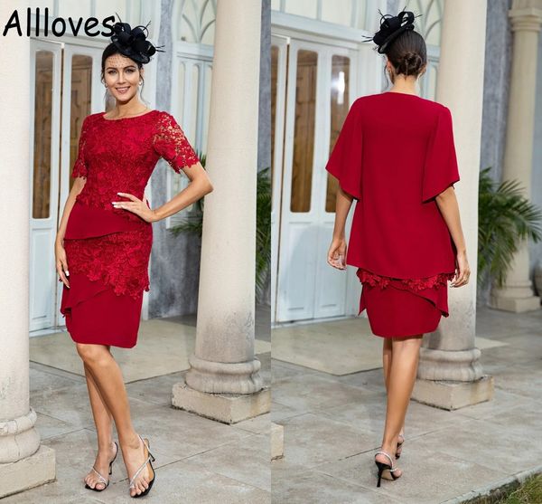 stylish lace red mother of the bride dresses with cape jacket knee length short sleeves women formal party wear sheath evening prom gowns oc, Black;red
stylish lace red mother of the bride dresses with cape jacket knee length short sleeves women formal party wear sheath evening prom gowns oc, Black;red