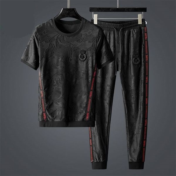 high end luxury leisure sports suit men s summer loose korean trend set of clothes t shirt short sleeve trousers two piece 220708, Gray
high end luxury leisure sports suit men s summer loose korean trend set of clothes t shirt short sleeve trousers two piece 220708, Gray