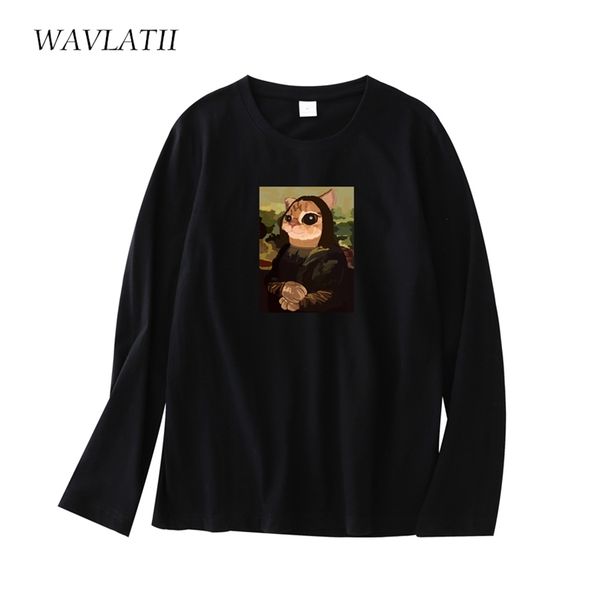 wavlatii women cotton long sleeve t shirts lady print casual basic female soft black white tees wlt2105 220511