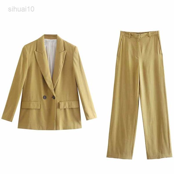 2021 chic plain yellow women casual suits office lady double breasted notched collar blazers jacket long pants sets outfits l220725, White
2021 chic plain yellow women casual suits office lady double breasted notched collar blazers jacket long pants sets outfits l220725, White
