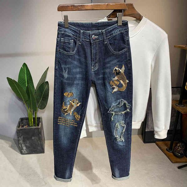 men's jeans design men's elastic legged jeans embroidered carp figure blue slim fit trendy pants 2185 fcnf
men's jeans design men's elastic legged jeans embroidered carp figure blue slim fit trendy pants 2185 fcnf