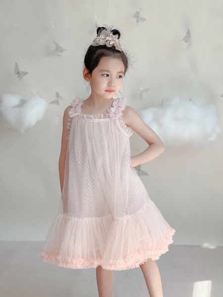 

Summer Kids Girls Princess Dresses Baby Girl Wedding Party Tutu Dress Cute Children Sequined Lace Clothing, Pink