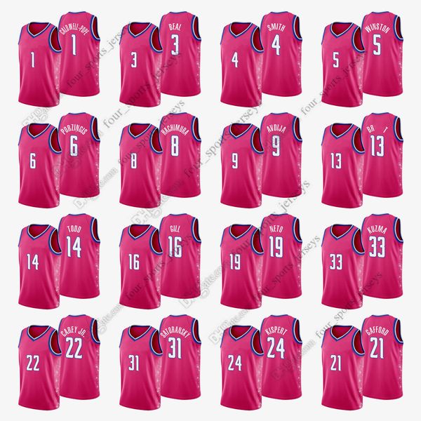 printed 2022 new city basketball pink jerseys beal porzingis kuzma caldwell-pope hachimura smith avdija kispert neto gafford todd carey gill, Black;red
printed 2022 new city basketball pink jerseys beal porzingis kuzma caldwell-pope hachimura smith avdija kispert neto gafford todd carey gill, Black;red