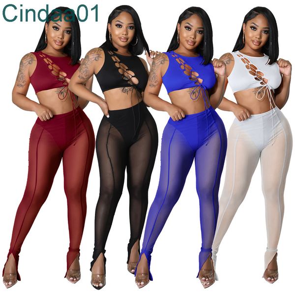 2022 new fashion women pants outfits sleeveless hollow out bandage mesh perspective tight body suit, White
2022 new fashion women pants outfits sleeveless hollow out bandage mesh perspective tight body suit, White