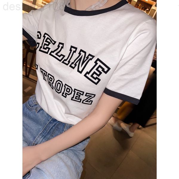 women's t-shirt designer ce22ss spring and summer new flocking letter color matching round neck versatile sweet short sleeve fsgr, White
women's t-shirt designer ce22ss spring and summer new flocking letter color matching round neck versatile sweet short sleeve fsgr, White