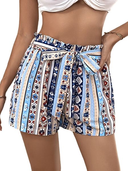 allover print paperbag waist belted shorts s9ki#, White;black
allover print paperbag waist belted shorts s9ki#, White;black
