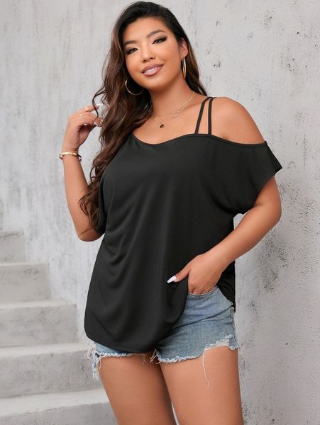 plus asymmetrical neck dolman sleeve tee n7tv#, Black
plus asymmetrical neck dolman sleeve tee n7tv#, Black