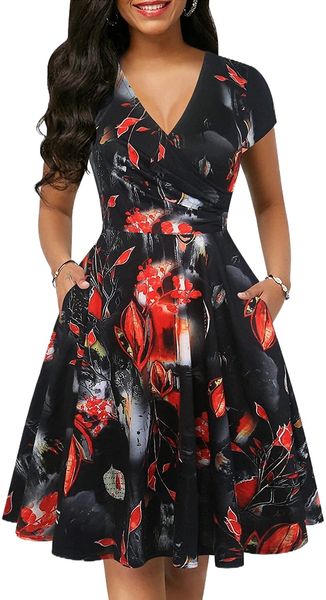 women's v.intage d.ot v.-neck c.ap s.leeve casual p.ockets swing tea d.ress ox296 313d#, Black;gray
women's v.intage d.ot v.-neck c.ap s.leeve casual p.ockets swing tea d.ress ox296 313d#, Black;gray