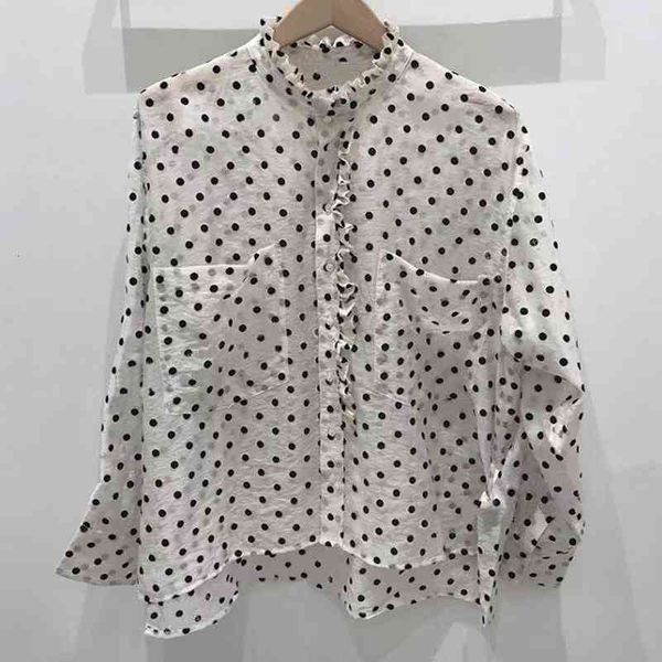 women's polos fadan spring and summer french lady wind wood ear wave point single row button long sleeve shirt, White
women's polos fadan spring and summer french lady wind wood ear wave point single row button long sleeve shirt, White