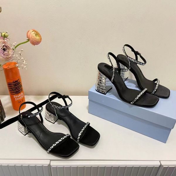 sandals p home triangle standard thick high-heeled flat belt sandals crystal, Black 
sandals p home triangle standard thick high-heeled flat belt sandals crystal, Black