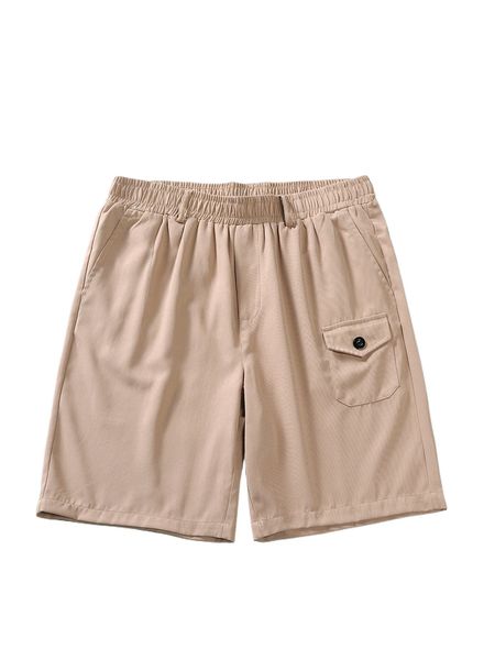 men solid flap pocket shorts b8tk#, White;black