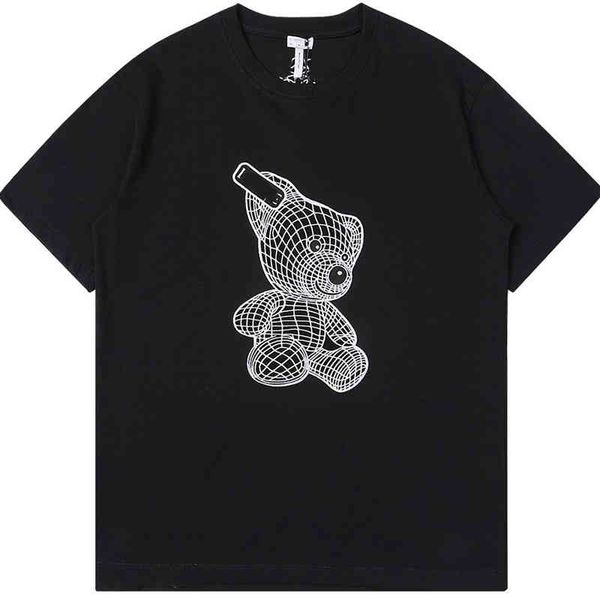 women's t-shirt luxury fashion emoidered bear short sleeve men's women's t-shirt loose versatile casual, White
women's t-shirt luxury fashion emoidered bear short sleeve men's women's t-shirt loose versatile casual, White