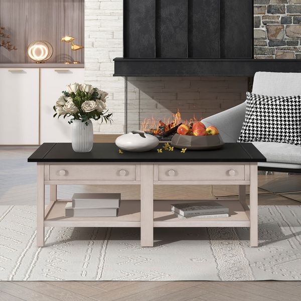 living room furniture classical wooden espresso white coffee open styled shelf large storage space cocktail table with two drawers
living room furniture classical wooden espresso white coffee open styled shelf large storage space cocktail table with two drawers