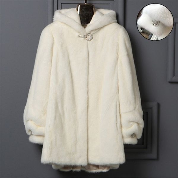 winter faux fur coat women with hood long sleeve plus size warm fluffy furry jacket christmas gift 210602, Black