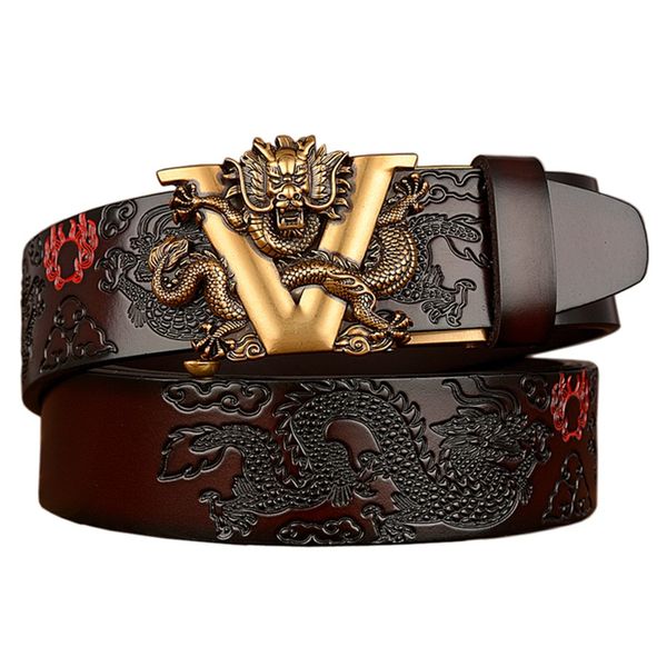 luxury designer bold v-dragon men's belt double dragon play bead automatic buckle brass leather classic quality cowhide belt, Black;brown
luxury designer bold v-dragon men's belt double dragon play bead automatic buckle brass leather classic quality cowhide belt, Black;brown
