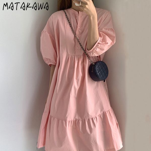 sweet pink round neck woman dress single breasted robe loose lantern sleeve doll korea chic midlength vestidos 210506, Black;gray
sweet pink round neck woman dress single breasted robe loose lantern sleeve doll korea chic midlength vestidos 210506, Black;gray