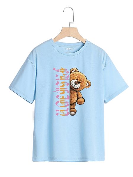 letter and bear graphic tee h6wl#, White