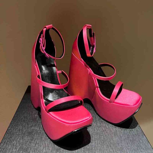 dress shoes gaoding european and american style square head super high heel thick soled sandals with one-line buckle slope open toe, Black
dress shoes gaoding european and american style square head super high heel thick soled sandals with one-line buckle slope open toe, Black
