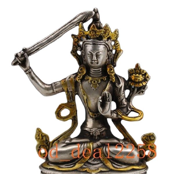 tibet silver copper gilt tibetan buddhist statue - manjusri bodhisattva 
tibet silver copper gilt tibetan buddhist statue - manjusri bodhisattva