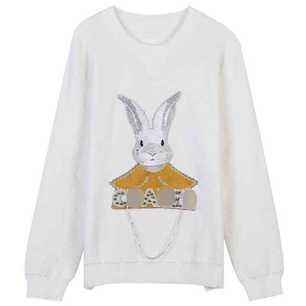 women's sweaters autumn winter rabbit cartoon embroidery nail bead inlaid diamond white versatile loose round neck pullover women', White;black
women's sweaters autumn winter rabbit cartoon embroidery nail bead inlaid diamond white versatile loose round neck pullover women', White;black