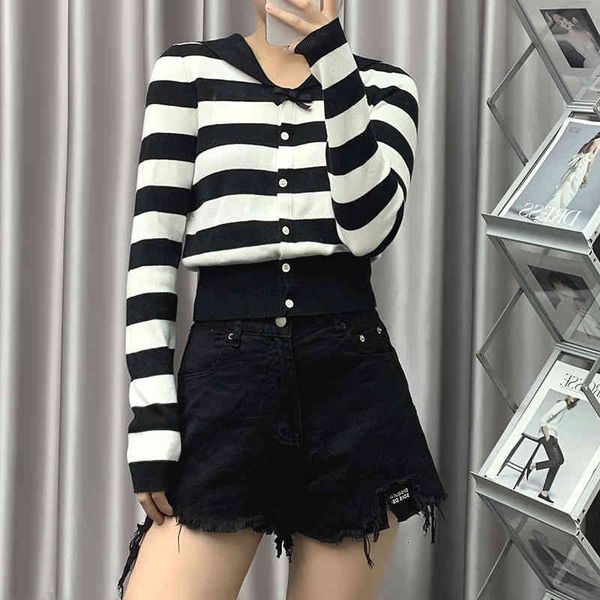 women's polos navy collar striped cardigan slim lapel home same style jacket women's blouse long sleeve bow knit sweater 8c0s, White
women's polos navy collar striped cardigan slim lapel home same style jacket women's blouse long sleeve bow knit sweater 8c0s, White