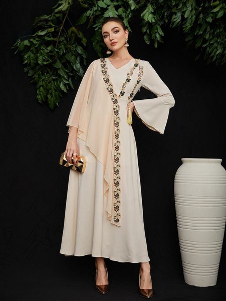 appliques tassel detail contrast chiffon flounce sleeve a-line dress g1kq#, Black;gray
appliques tassel detail contrast chiffon flounce sleeve a-line dress g1kq#, Black;gray