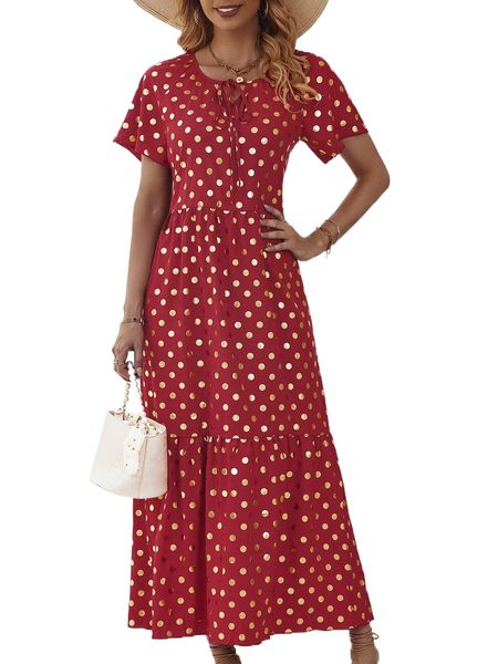 gold dot tie front ruffle hem dress y4zr#, Black;gray
gold dot tie front ruffle hem dress y4zr#, Black;gray