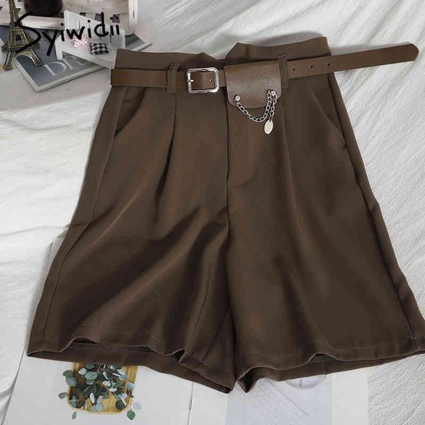 button up womens high waist shorts sashes zipper casual solid black white summer korean fashion office ladies 210415, White;black
button up womens high waist shorts sashes zipper casual solid black white summer korean fashion office ladies 210415, White;black