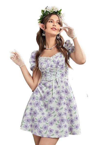 allover floral print grommet lace up puff sleeve sweetheart neck dress u2dk#, Black;gray
allover floral print grommet lace up puff sleeve sweetheart neck dress u2dk#, Black;gray