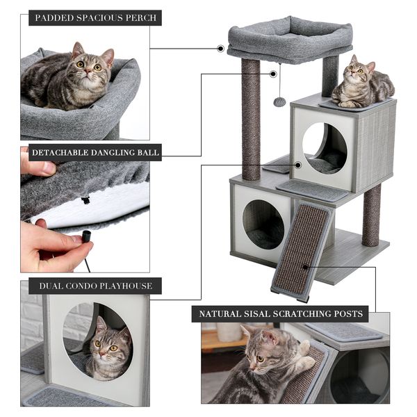 cat furniture 34 inches cat tower with double condos spacious perch fully wrapped scratching sisal posts and replaceable dangling balls gray
cat furniture 34 inches cat tower with double condos spacious perch fully wrapped scratching sisal posts and replaceable dangling balls gray
