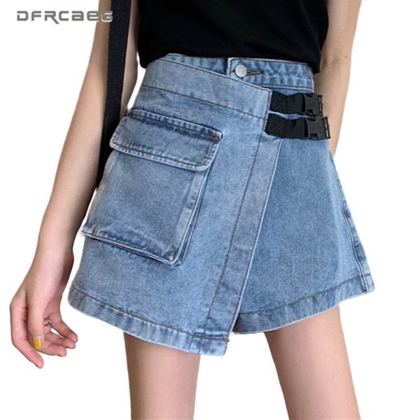 high waist streetwear women denim shorts skirts with buckle summer black casual vintage cargo jean skirt shorts female y200822, White;black
high waist streetwear women denim shorts skirts with buckle summer black casual vintage cargo jean skirt shorts female y200822, White;black