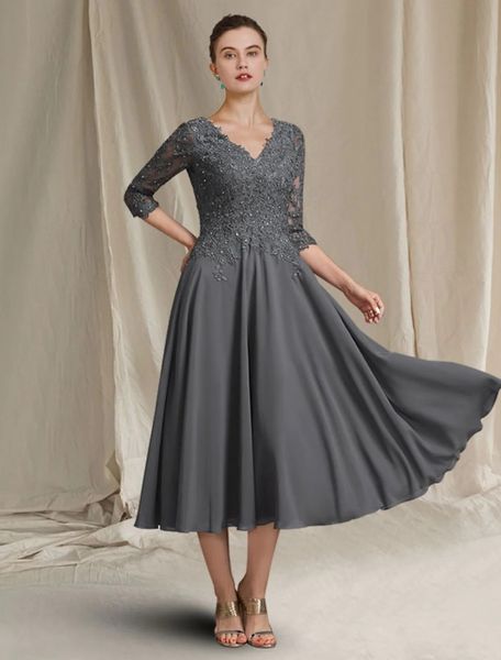charcoat gray mother of the bride dress elegant v neck tea length 2022 chiffon lace appliques women avondjurken formal party gowns robe de s, Black;red
charcoat gray mother of the bride dress elegant v neck tea length 2022 chiffon lace appliques women avondjurken formal party gowns robe de s, Black;red