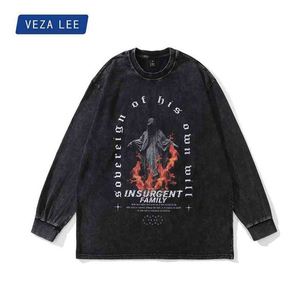 veza x tkpa men's autumn and winter lovers' wear old wash long sleeve t-shirt wizard print round neck sweater men, Black
veza x tkpa men's autumn and winter lovers' wear old wash long sleeve t-shirt wizard print round neck sweater men, Black