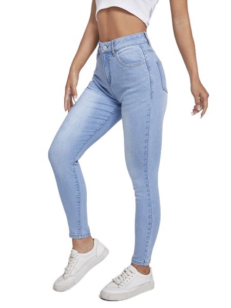 light washed high waist skinny jeans a4q0#, Blue