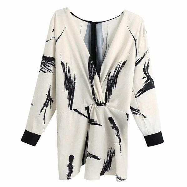 blouse women v-neck long sleeve print chic front knot back zip loose female vintage shirts 210524, White
blouse women v-neck long sleeve print chic front knot back zip loose female vintage shirts 210524, White