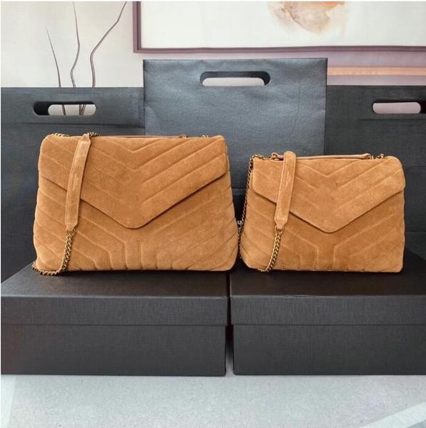 Image of Top Quality LouLou Totes Shoulder Crossbody Bags Brown Suede Denim Blue Lady Chain Purses Designer Handbags Women Envelope Messenger Bag Clutch Wallets