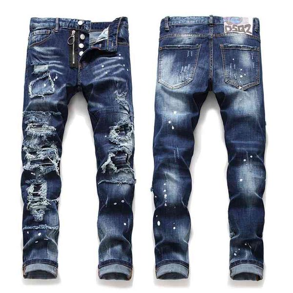 men's jeans brand four seasons men's small foot tight jeans hole patch elastic paint splashing beggar pants hewv, Blue
men's jeans brand four seasons men's small foot tight jeans hole patch elastic paint splashing beggar pants hewv, Blue