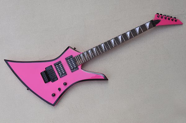 factory custom unusual shape pink electric guitar with rosewood fretboard,24 frets,black hardware,can be customized
factory custom unusual shape pink electric guitar with rosewood fretboard,24 frets,black hardware,can be customized