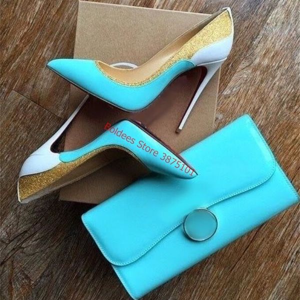 est gold glitter patchwork dress shoes pointed toe blue white patent leather 12cm stiletto heels pumps celebrating 43 220509, Black
est gold glitter patchwork dress shoes pointed toe blue white patent leather 12cm stiletto heels pumps celebrating 43 220509, Black