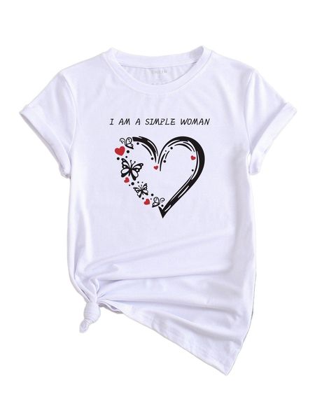 heart & slogan print tee v73p#, White
heart & slogan print tee v73p#, White