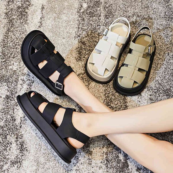 sandals summer women's leather baotou roman sandals leisure thick bottom pig cage shoes fashion woven xune, Black
sandals summer women's leather baotou roman sandals leisure thick bottom pig cage shoes fashion woven xune, Black