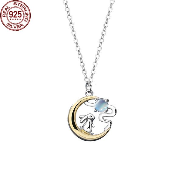 popular new national style moon rabbit necklace women's s 925 silver stone chain small sweet female original design
popular new national style moon rabbit necklace women's s 925 silver stone chain small sweet female original design