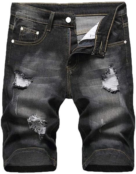 men's casual denim shorts classic fit distressed summer fashion ripped short jeans p9na#, White;black
men's casual denim shorts classic fit distressed summer fashion ripped short jeans p9na#, White;black