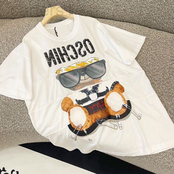 women's t-shirt designer home 22ss spring and summer new splicing cartoon pin glasses strap bear t-shirt women's fashion brand s, White
women's t-shirt designer home 22ss spring and summer new splicing cartoon pin glasses strap bear t-shirt women's fashion brand s, White