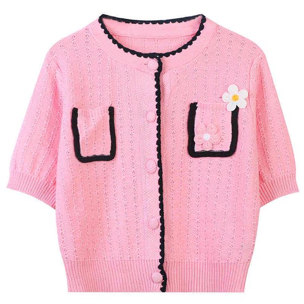 women's sweaters minority design girl's spring flower embroidery temperament small round neck short sleeve french knitted cardigan, White;black
women's sweaters minority design girl's spring flower embroidery temperament small round neck short sleeve french knitted cardigan, White;black