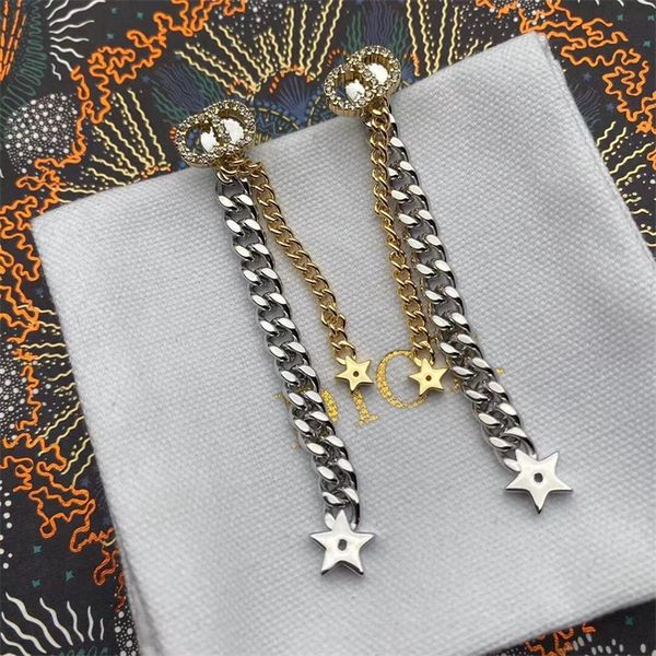 jewelry online new two-color tassel earrings female star chain design fashion earrings, Golden 
jewelry online new two-color tassel earrings female star chain design fashion earrings, Golden