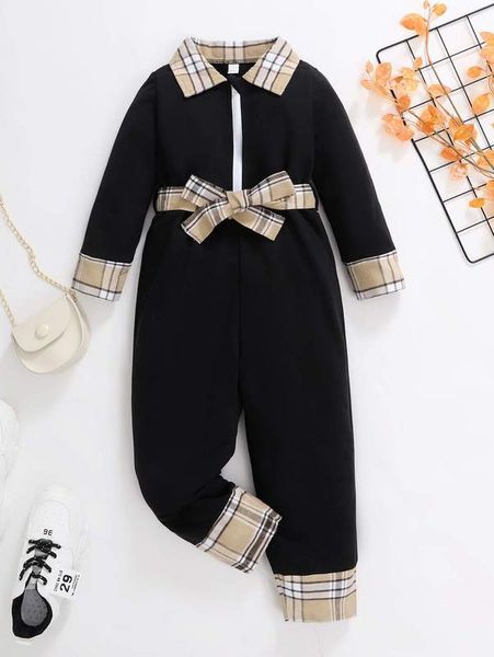 toddler girls contrast plaid belted jumpsuit she, Blue
toddler girls contrast plaid belted jumpsuit she, Blue