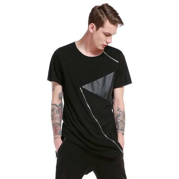 happyjeffery brand mens tees fashion summer male leather zipper patchwork design casual t shirts men high streetwear b107, White;black
happyjeffery brand mens tees fashion summer male leather zipper patchwork design casual t shirts men high streetwear b107, White;black