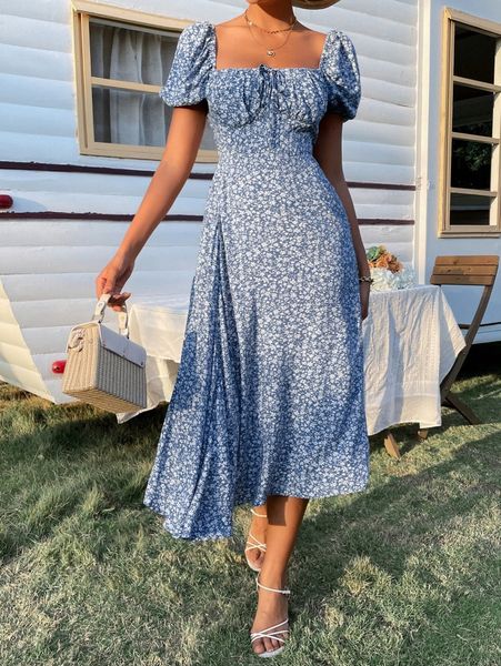 ditsy floral print puff sleeve ruched bust split thigh bustier dress g8tg#, Black;gray
ditsy floral print puff sleeve ruched bust split thigh bustier dress g8tg#, Black;gray